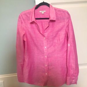 BR pink linen blend button down
